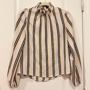 Striped High-Neck Blouse